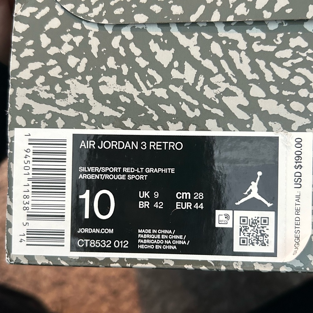 Air Jordan Retro 3s Size 10 BRAND NEW